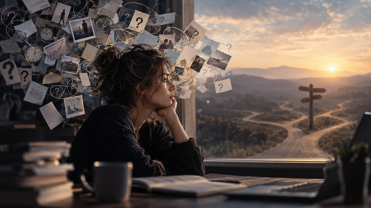 Illustrated portrait for The Problem With Overthinking Is That It Pretends to Be Problem-Solving
